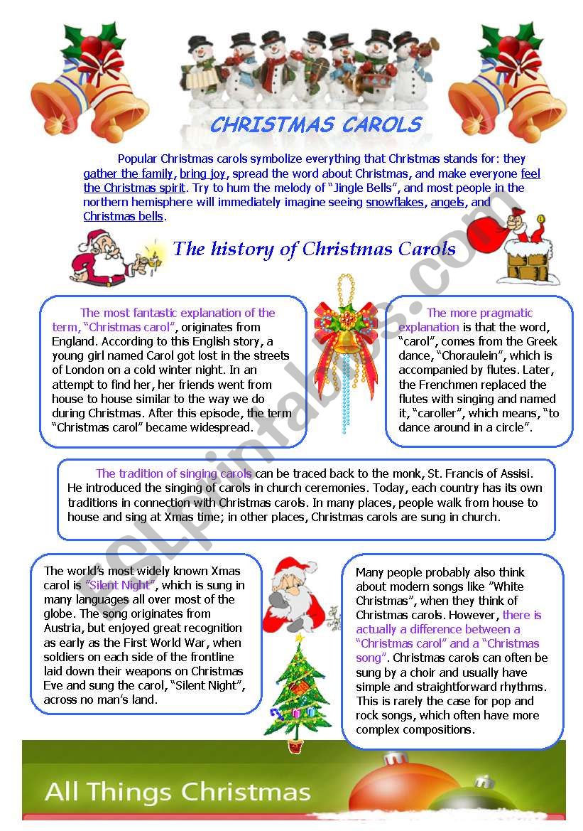 CHRISTMAS CAROLS worksheet