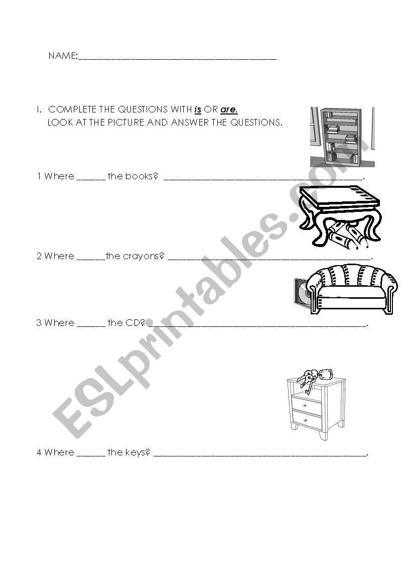 Where are these things? worksheet