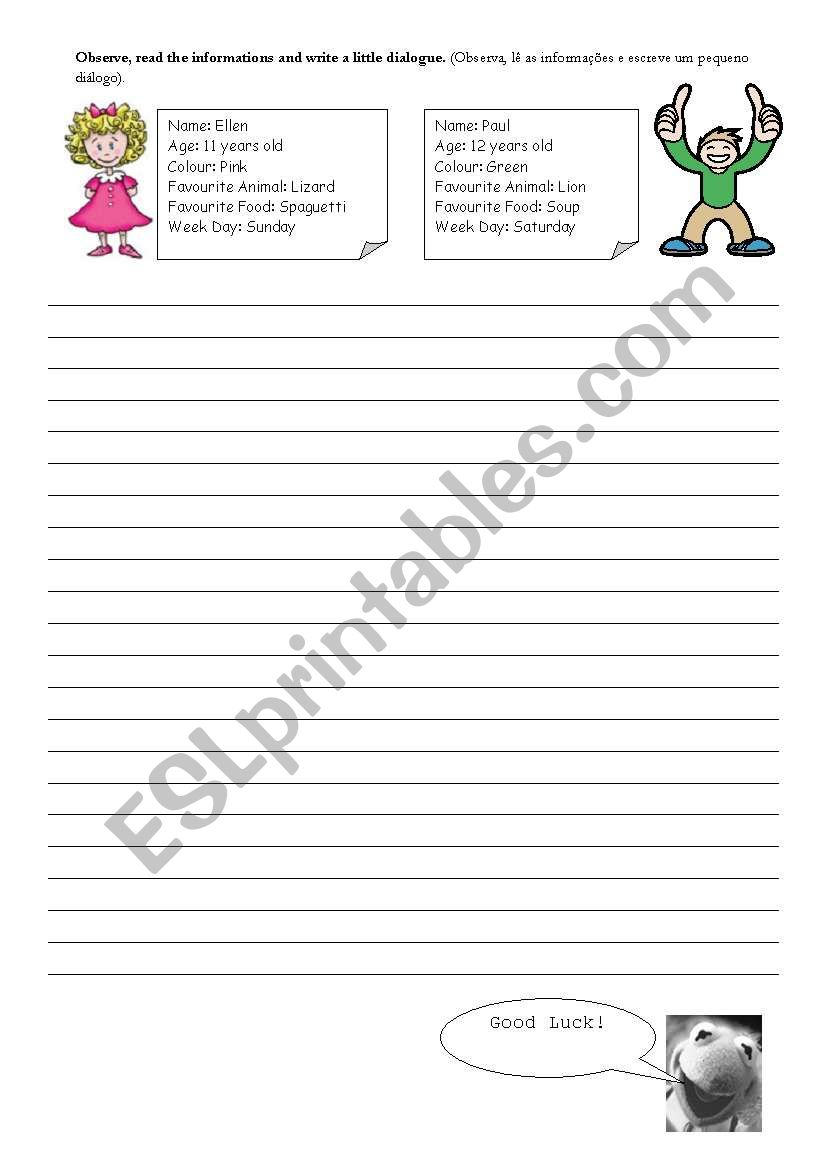 Write a dialogue worksheet