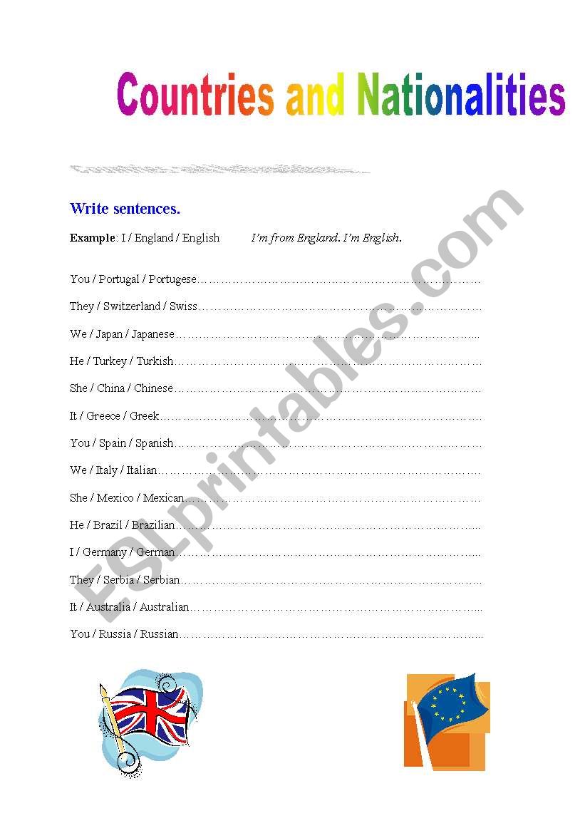 Countries and Nationalities worksheet