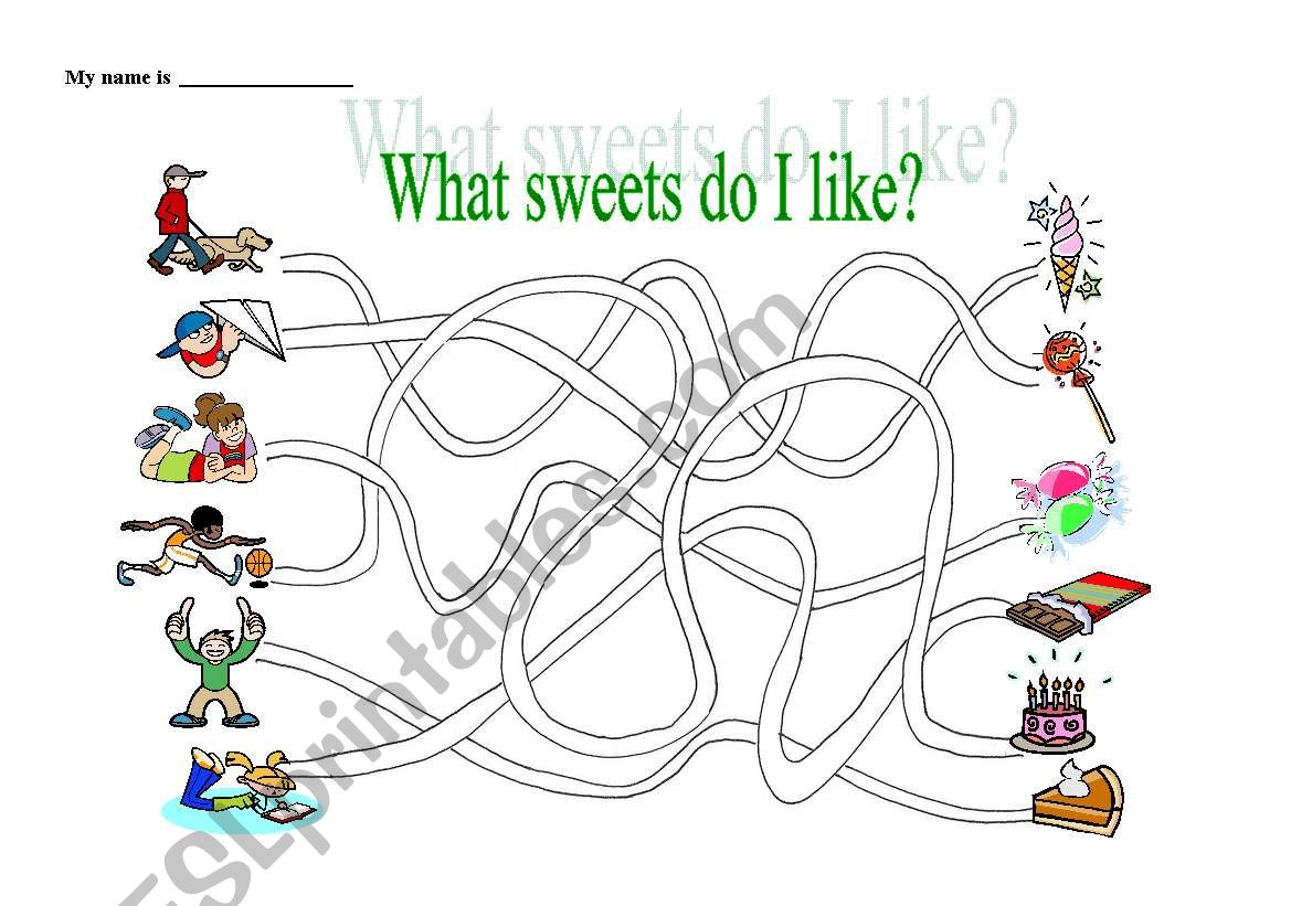 Sweets / I like worksheet