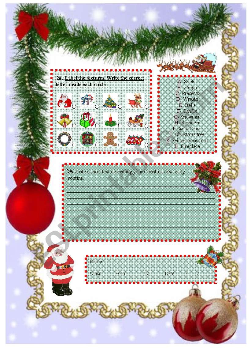 Christmas worksheet worksheet