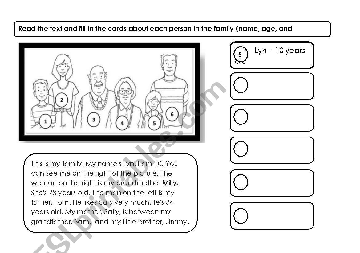 FAMILY RELATIONSHIPS worksheet