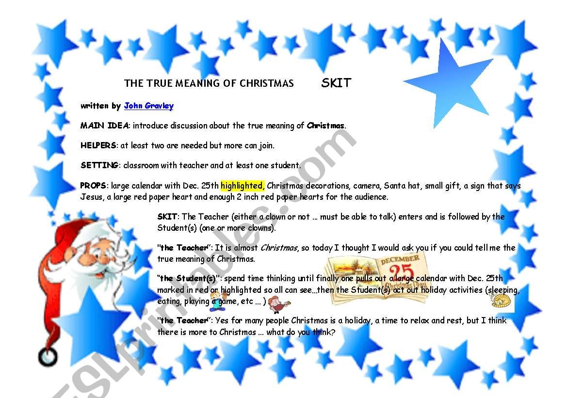 THE TRUE MEANING OF CHRISTMAS worksheet
