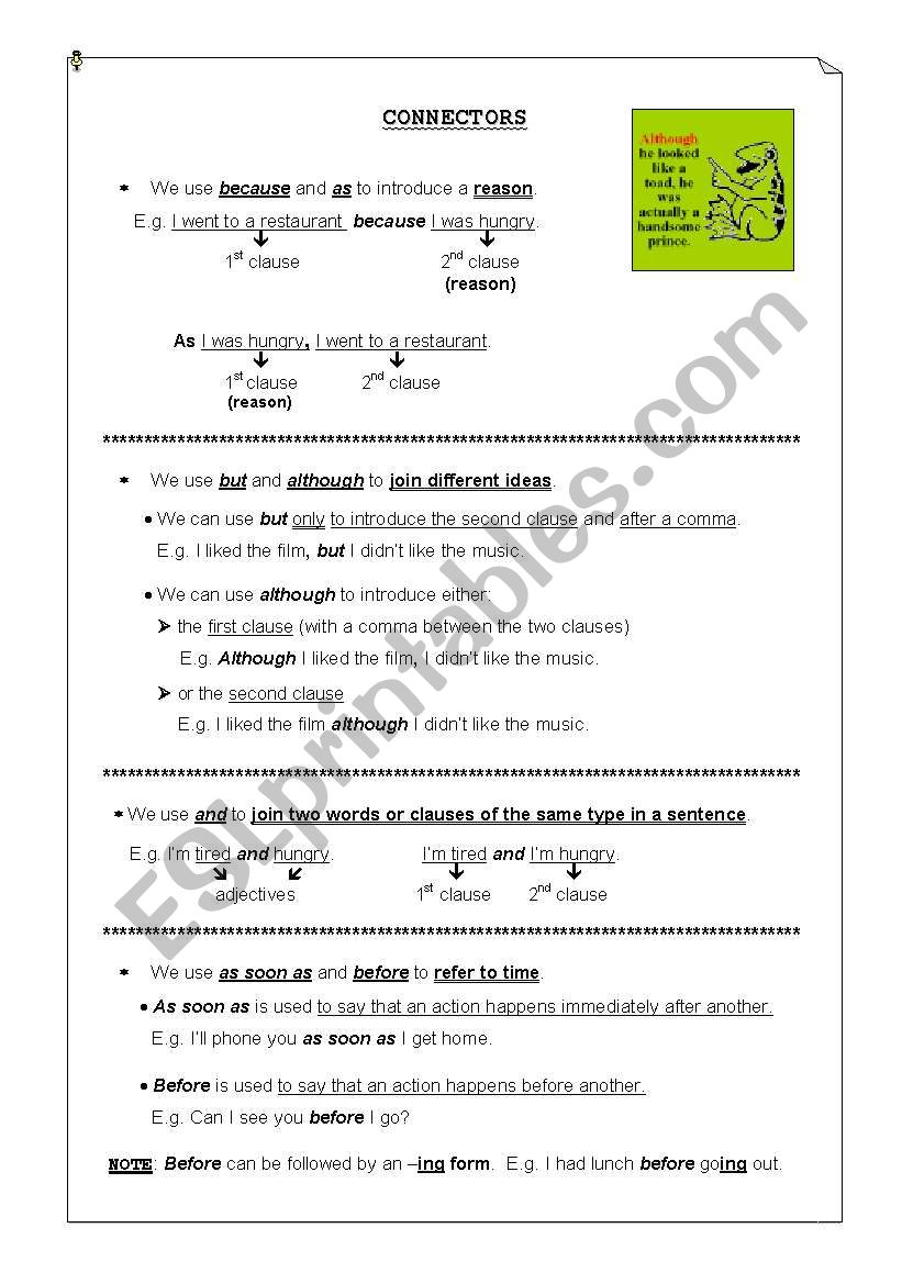 Connectors worksheet