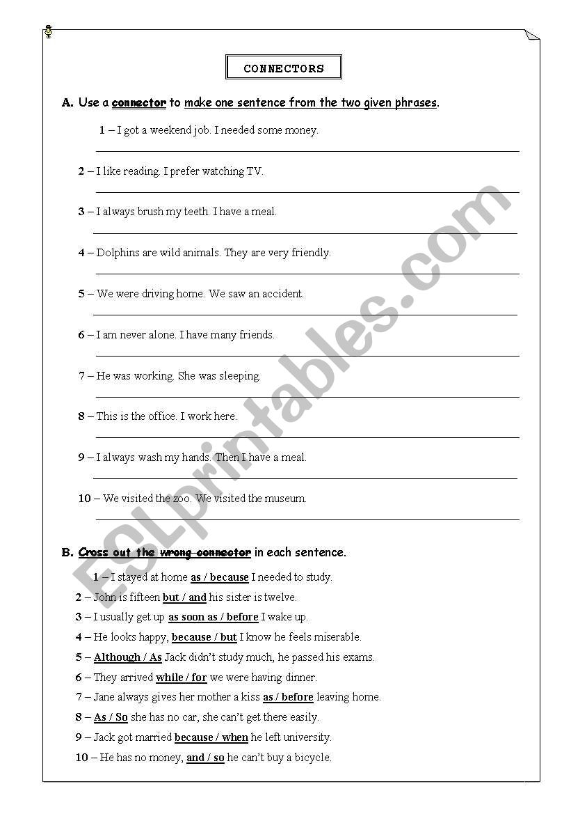 Connectors worksheet