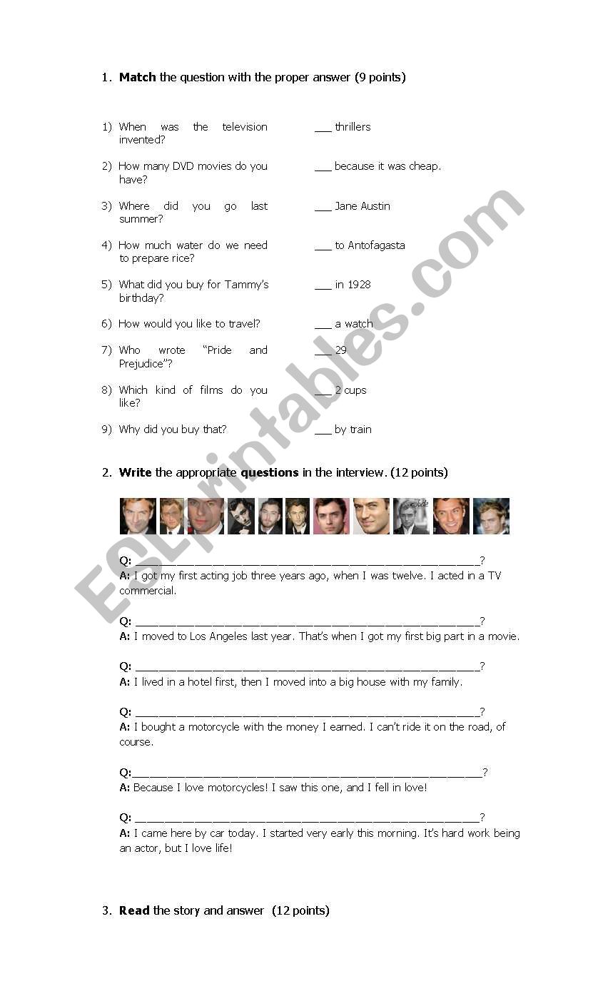 Test junior 7-part2 worksheet