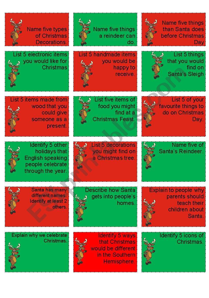 Rudolph the Rednosed Reindeer Challenge Cards (3/3)