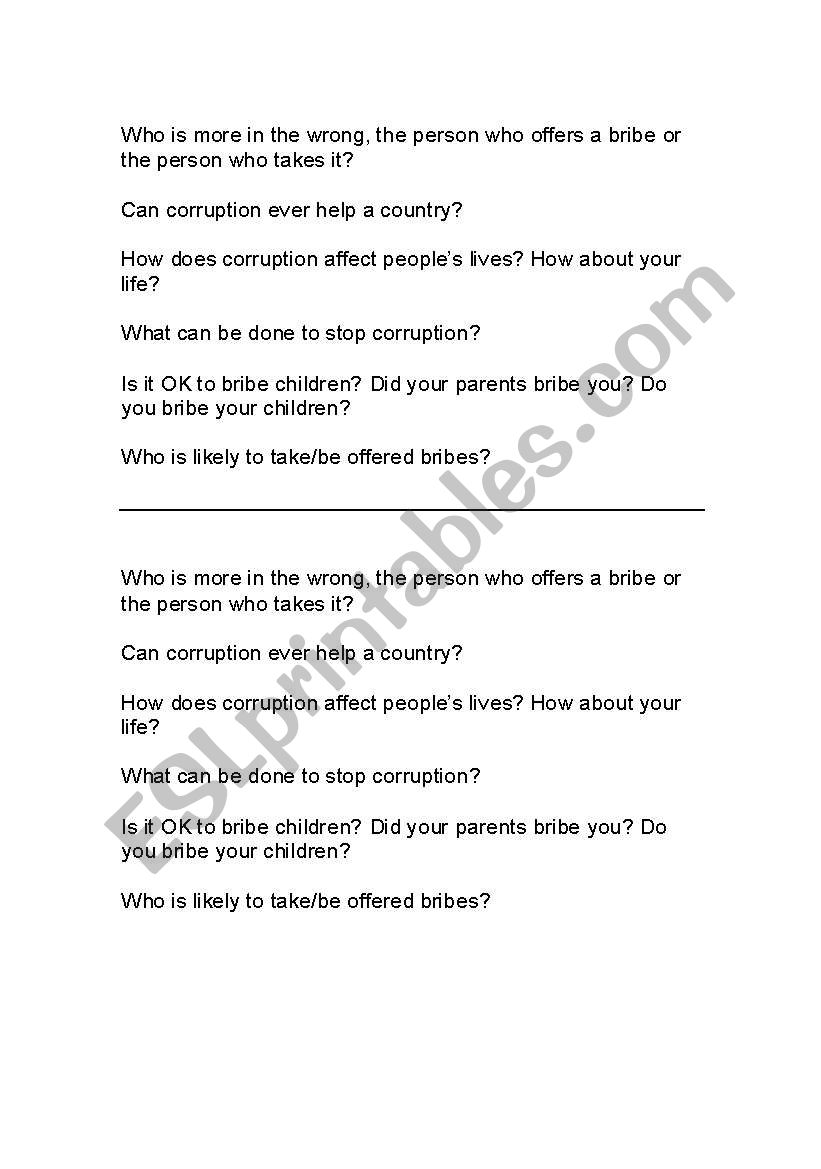Bribery graded discussion questions