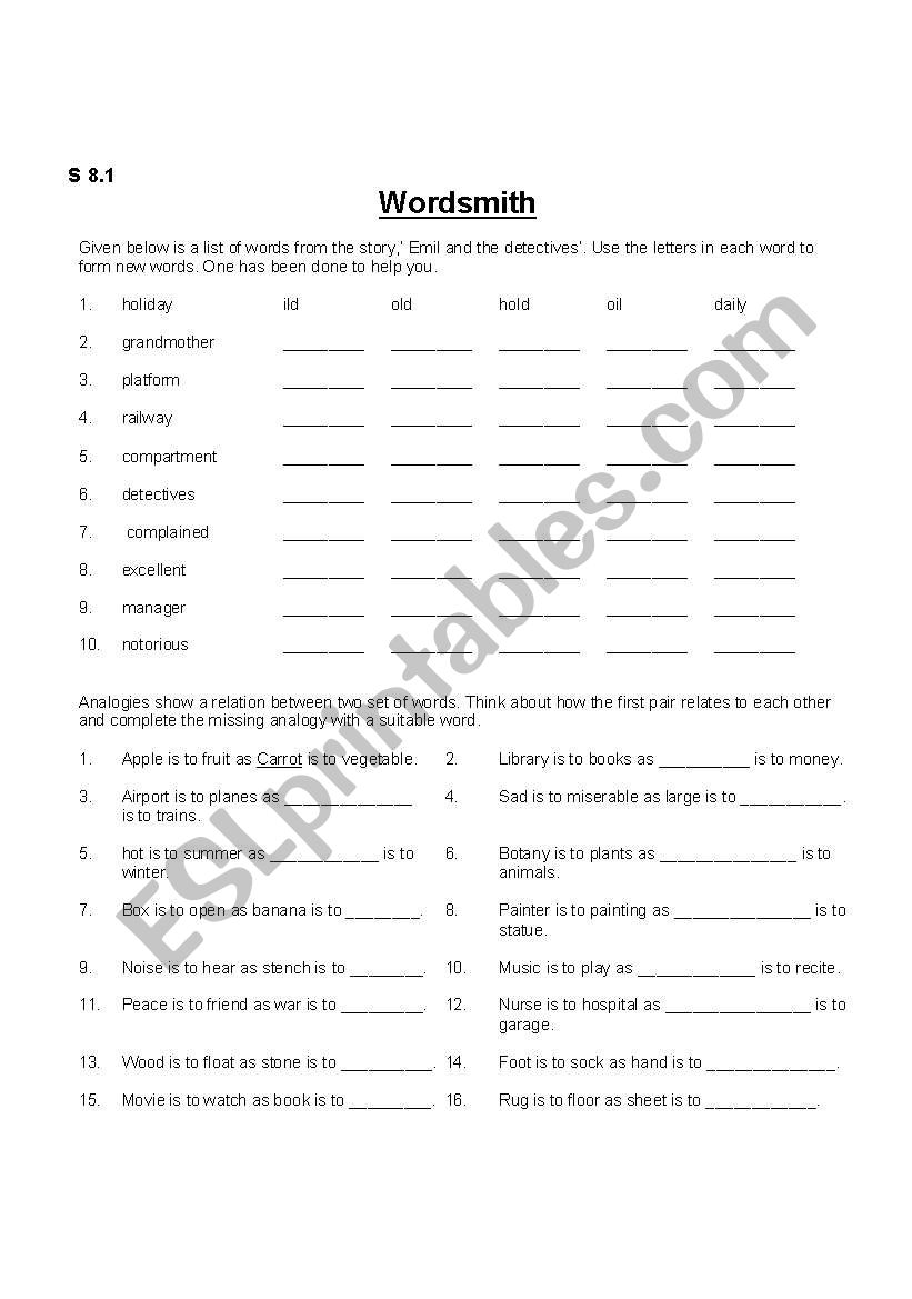vocabulary work worksheet