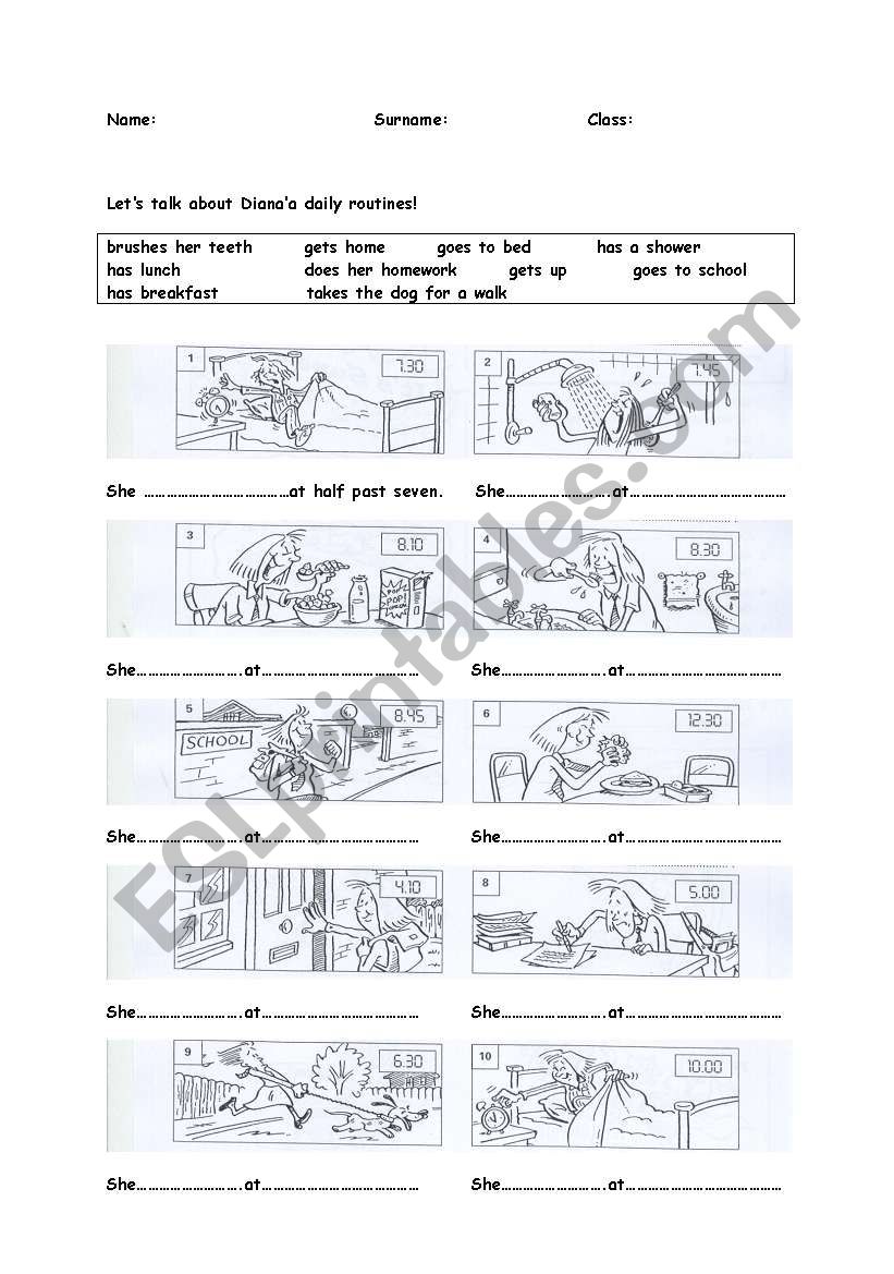 daily routines worksheet