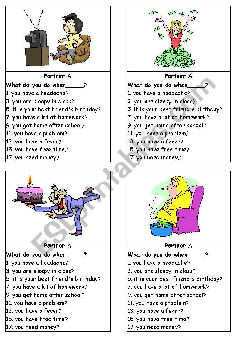 What do you do when... worksheet