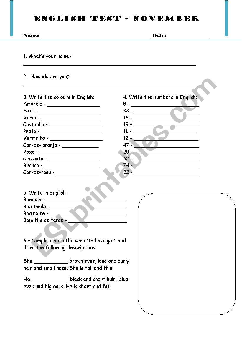 english test november worksheet