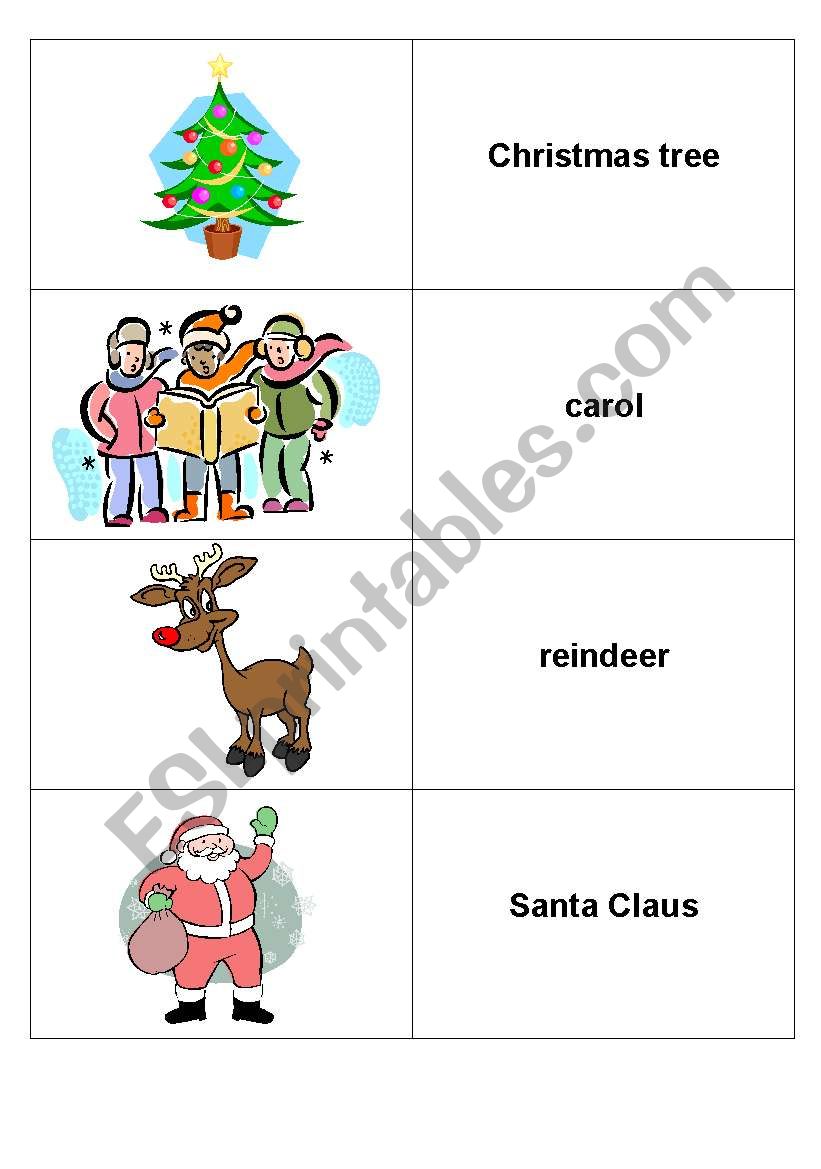 Christmas Vocabulary Matching Cards