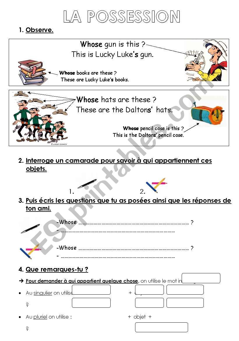 POSSESSION worksheet