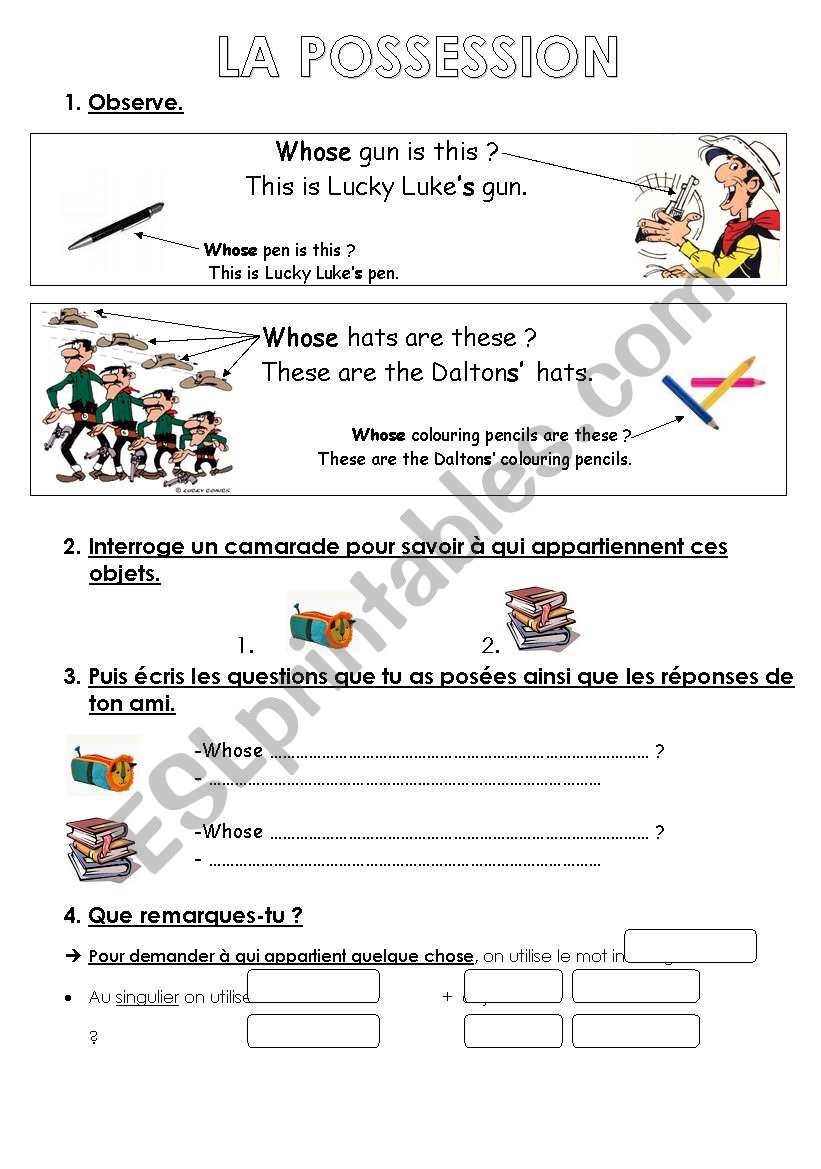 POSSESSION worksheet