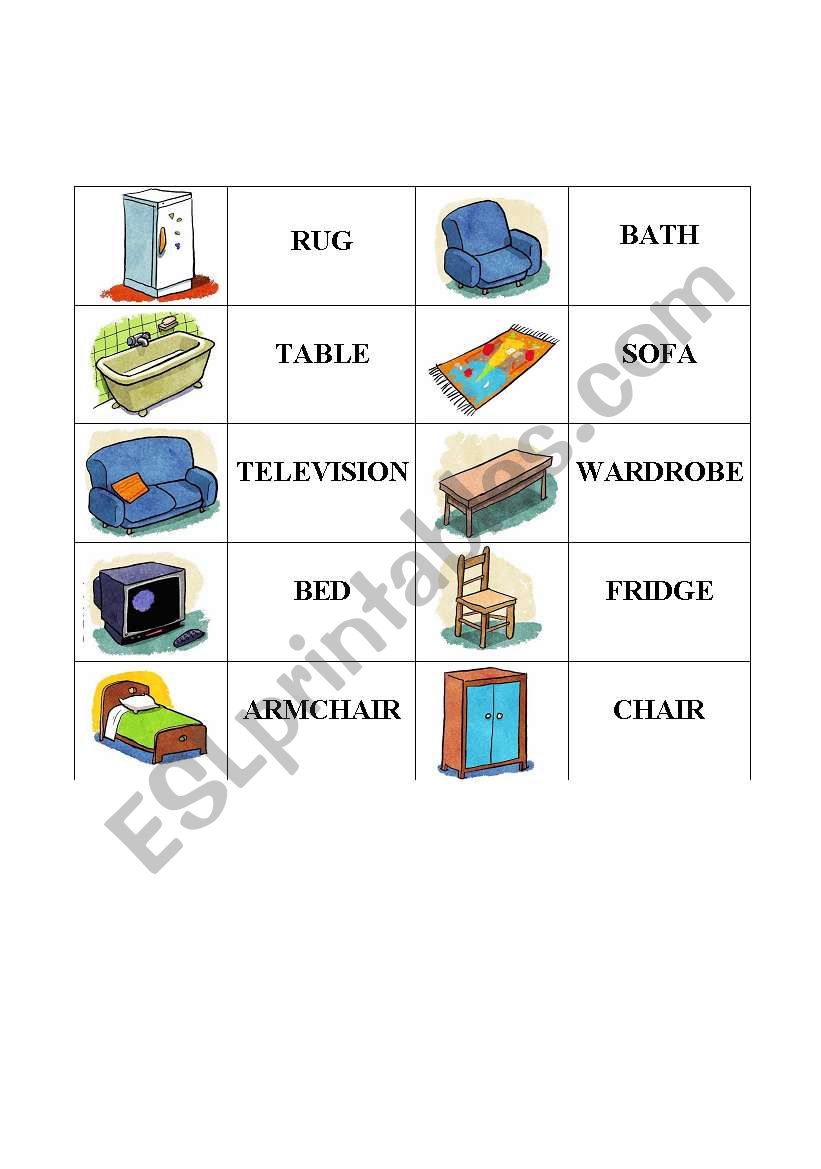 furniture worksheet