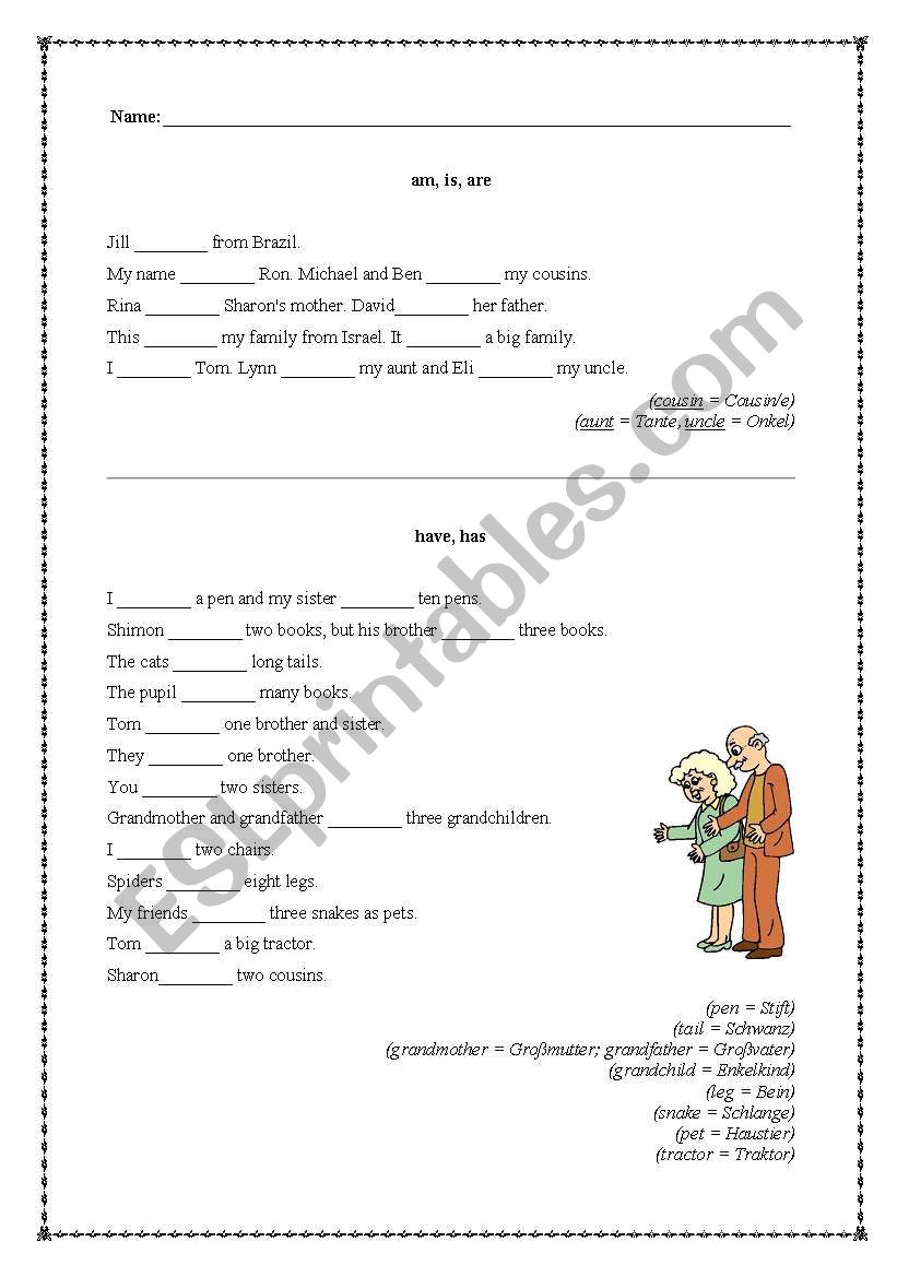 is, am, are & have, has (practice sheet for beginners)