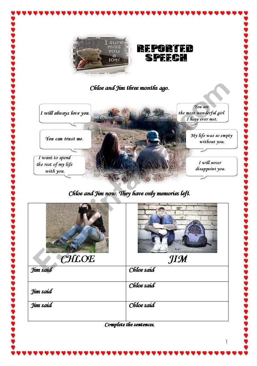 Reported Speech worksheet