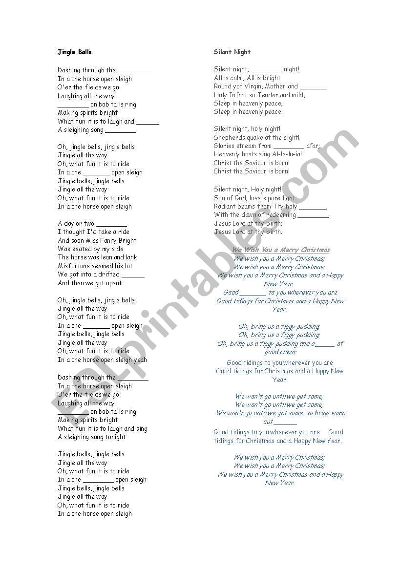 Christmas Carols worksheet