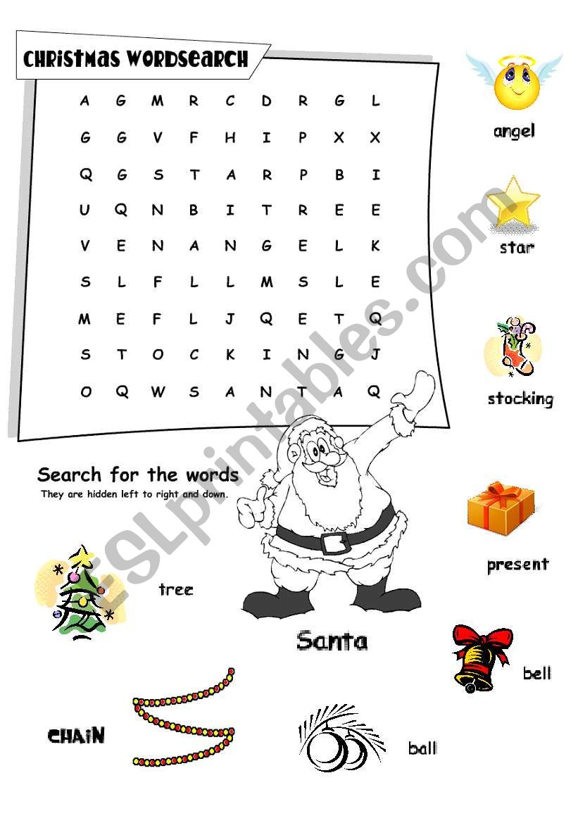 Christmas WordSearch worksheet