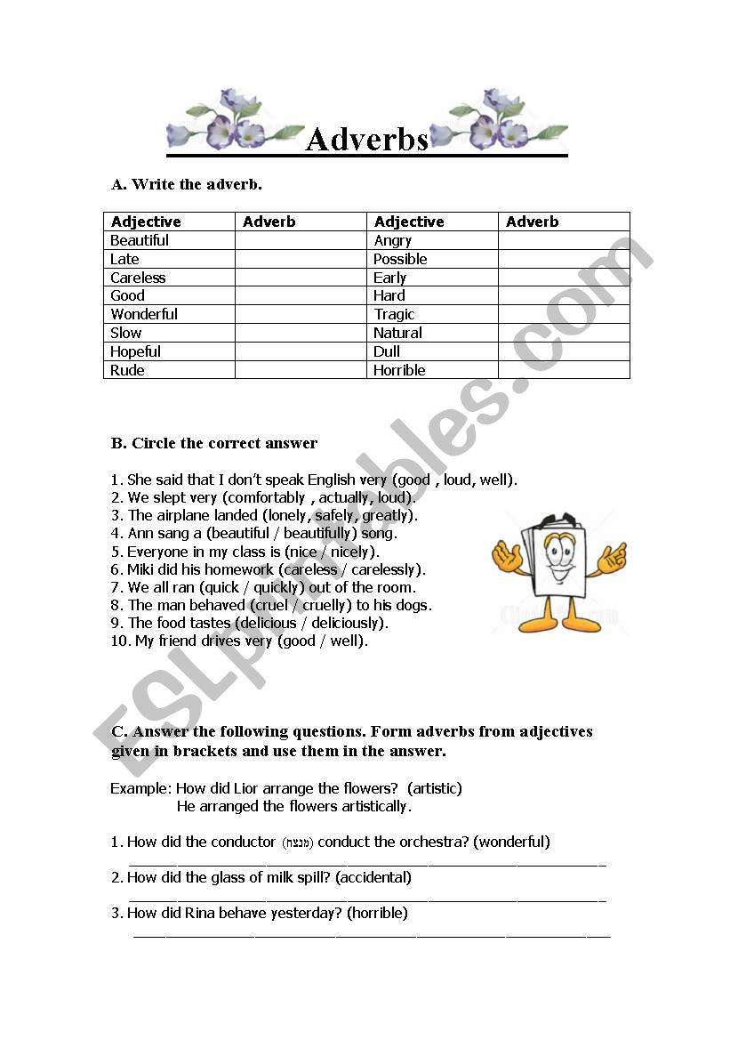 Adverbs worksheet