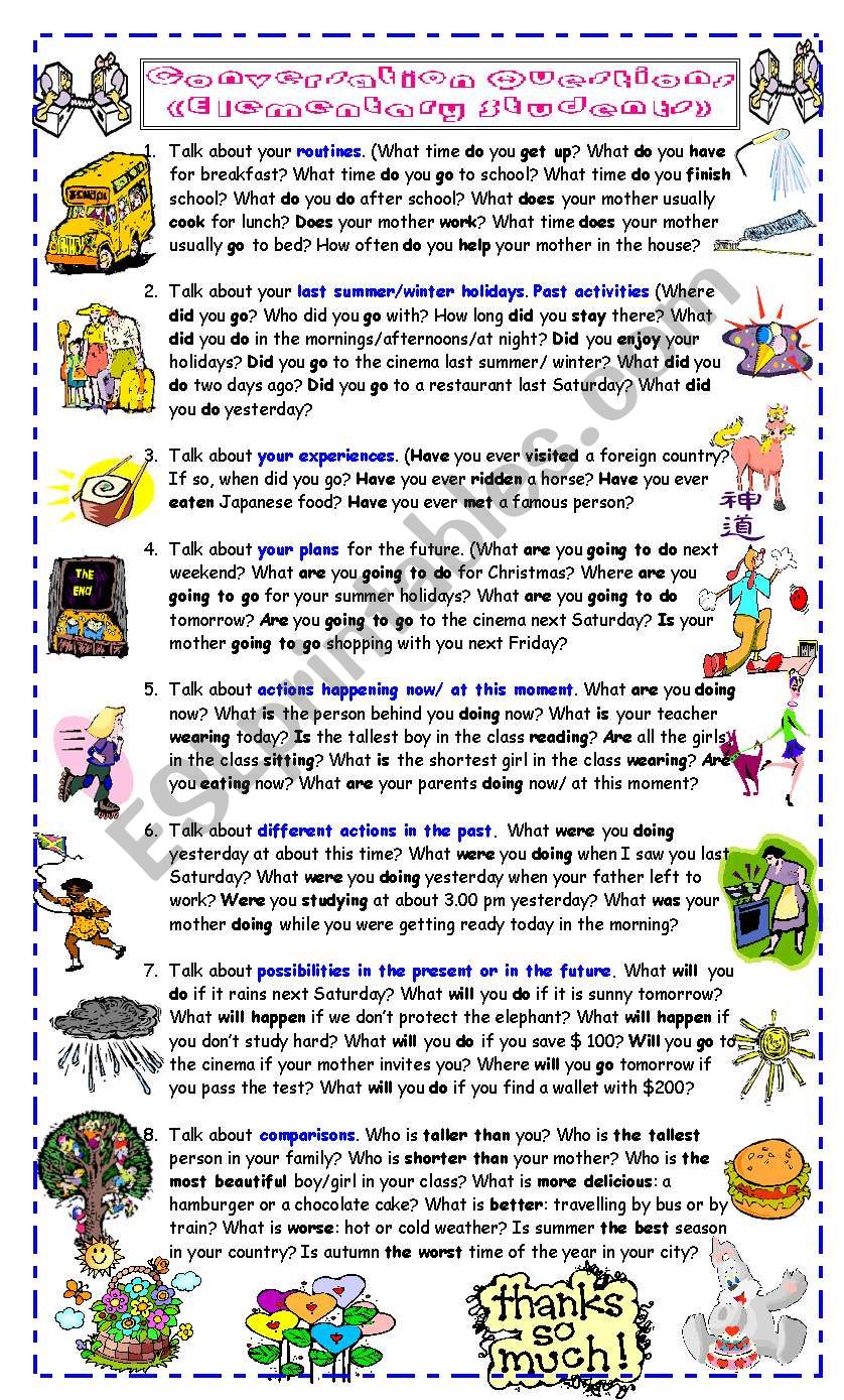 Conversation Questions for Elementary Students