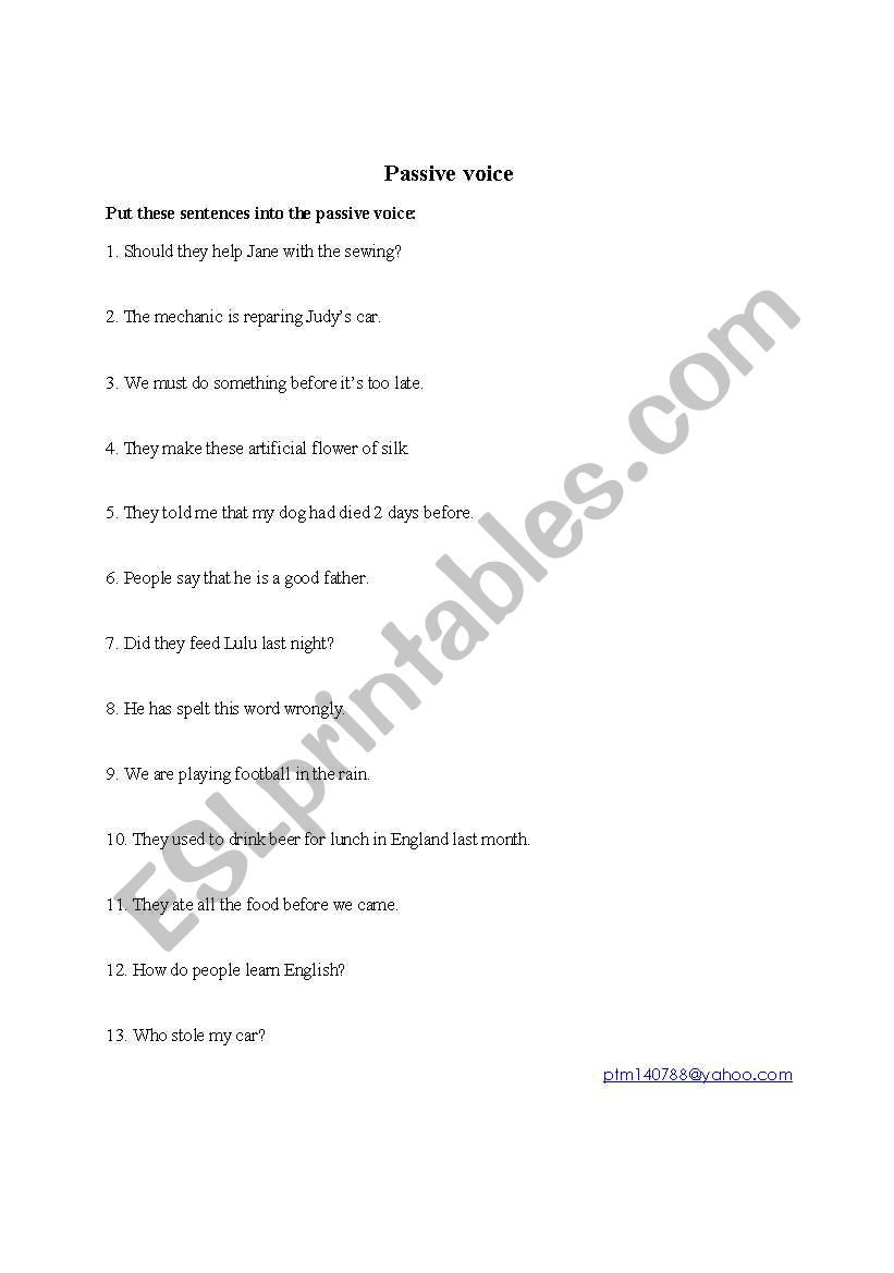 passive voice worksheet