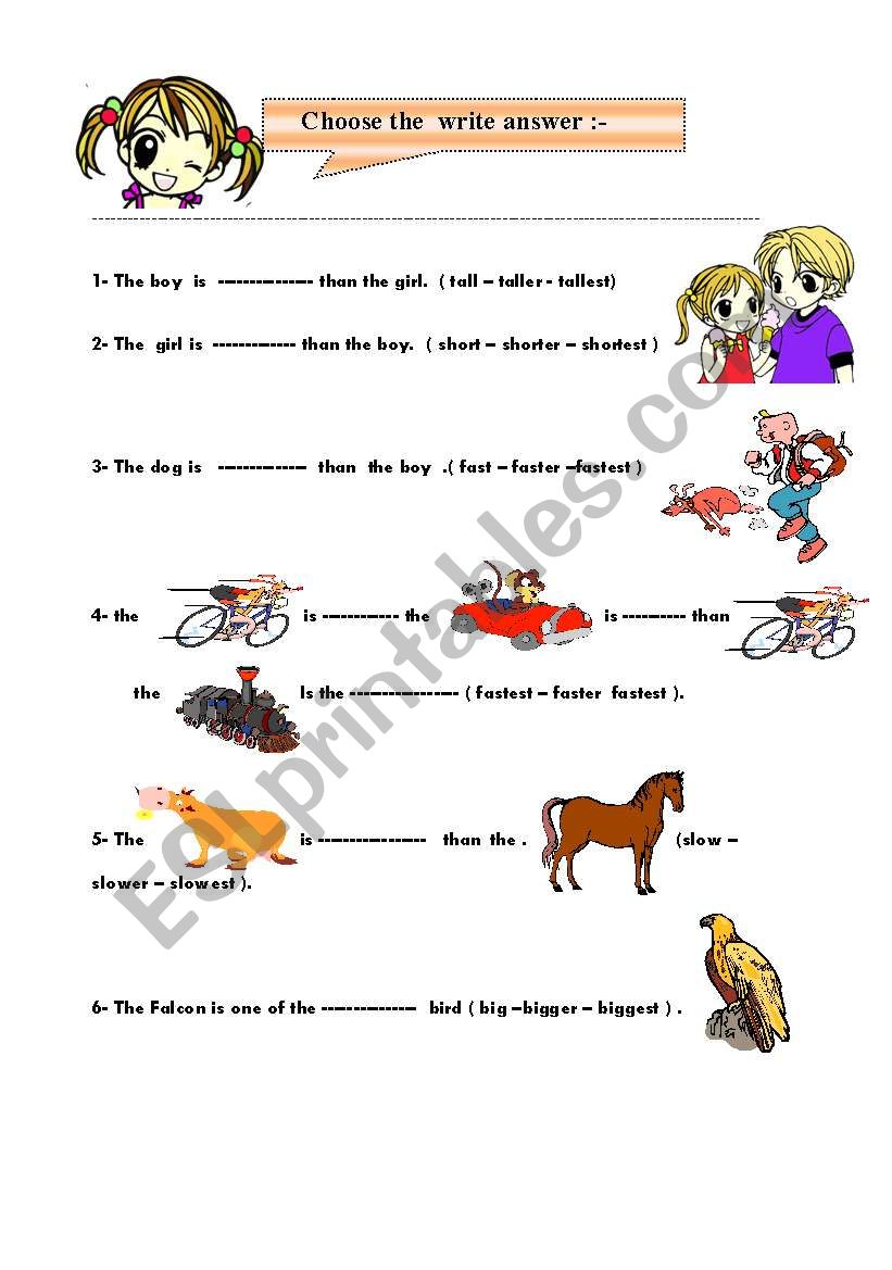 comparetives /superlatives worksheet