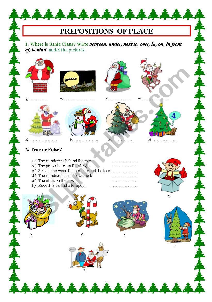 PREPOSITIONS OF PLACE -WITH SANTA CLAUS