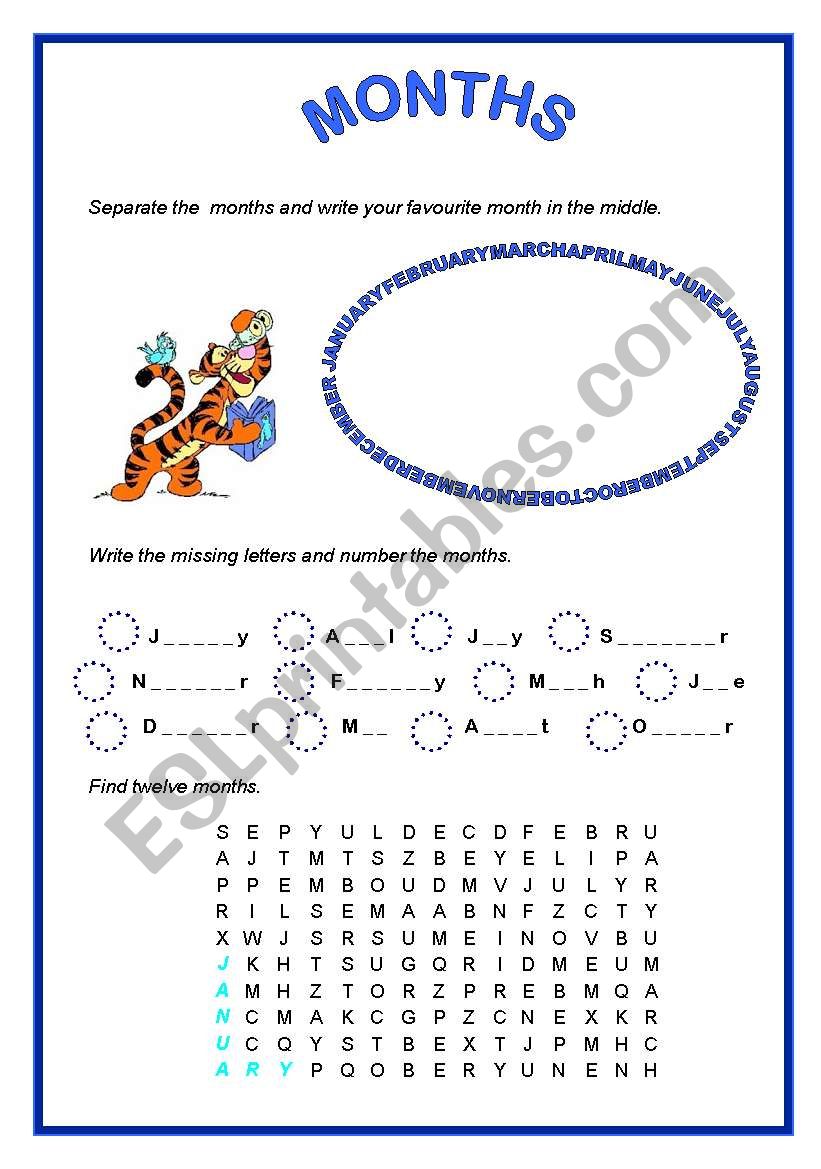 MONTHS worksheet