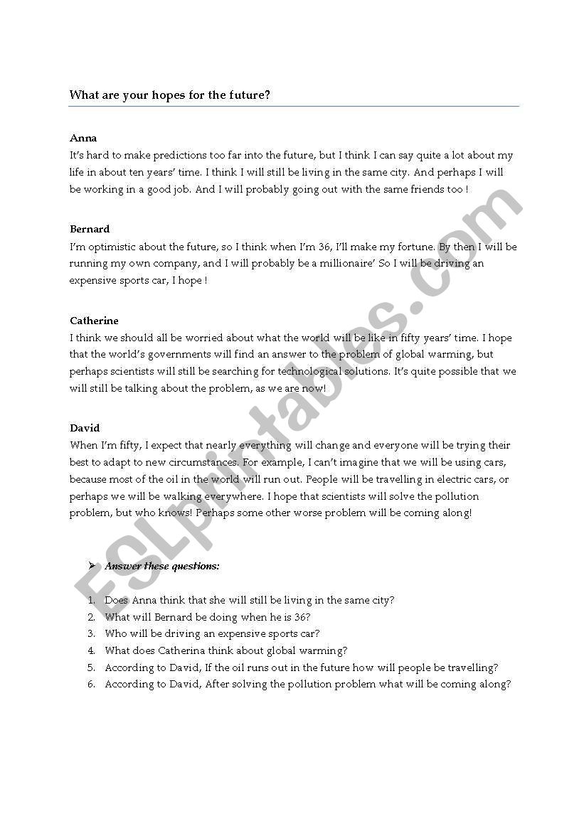 future worksheet