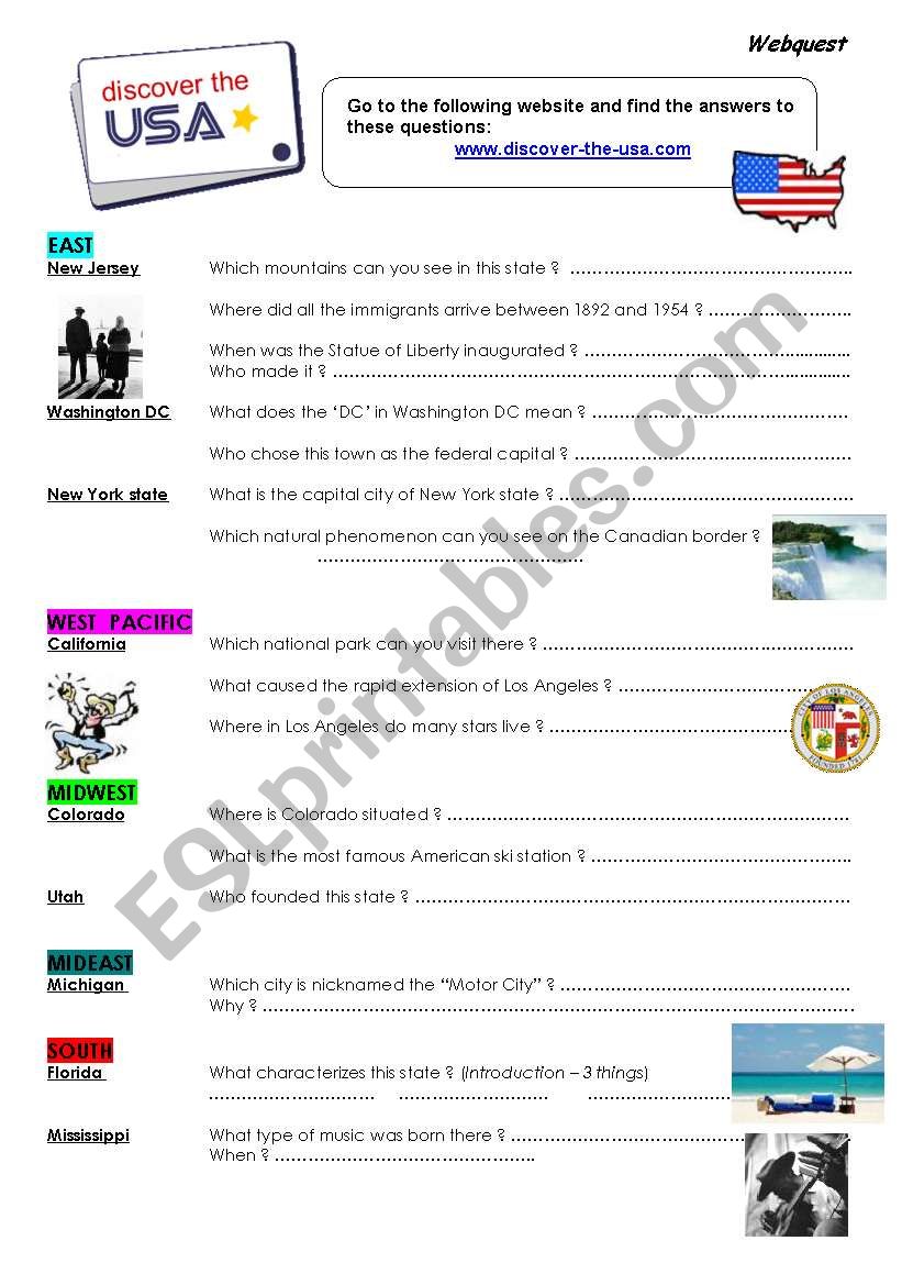 USA webquest worksheet