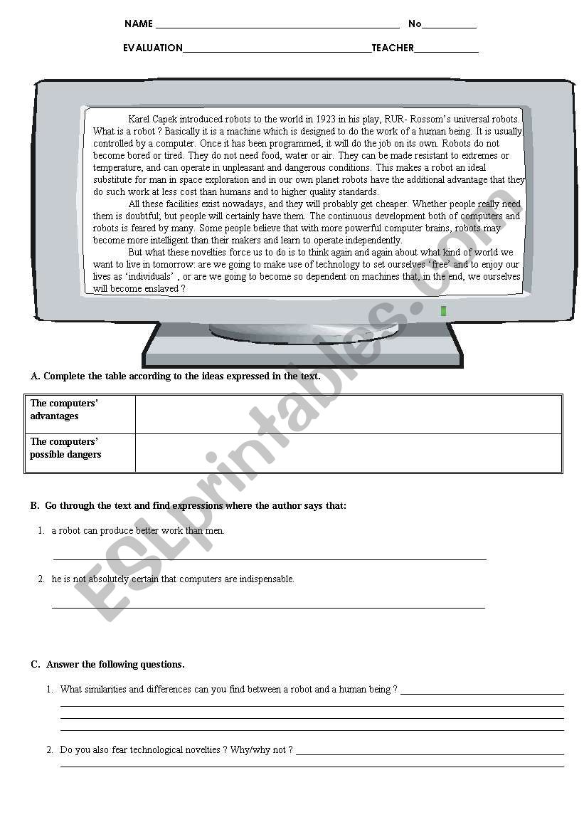 English test worksheet