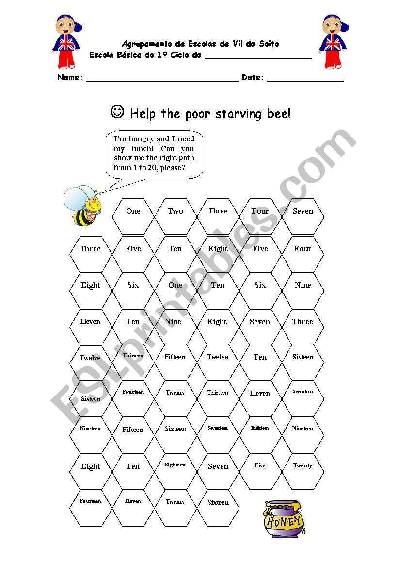 Help the poor starving bee! worksheet