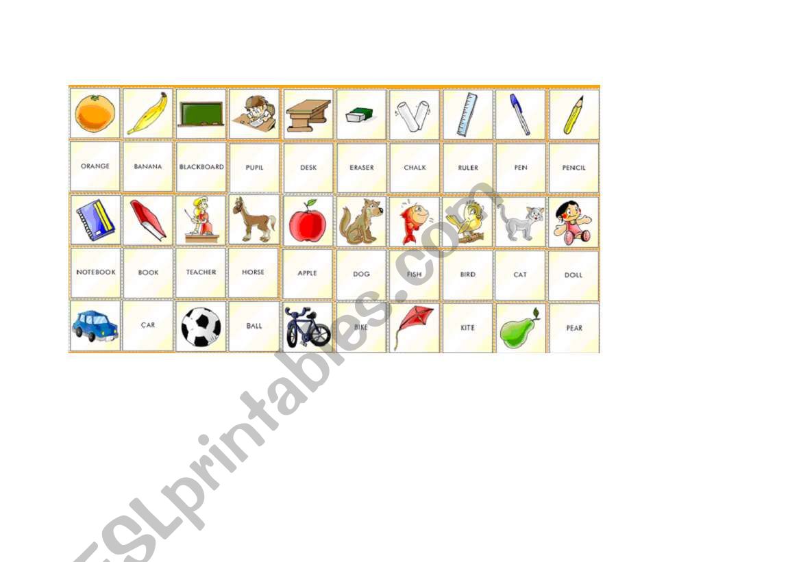 Memory Game worksheet