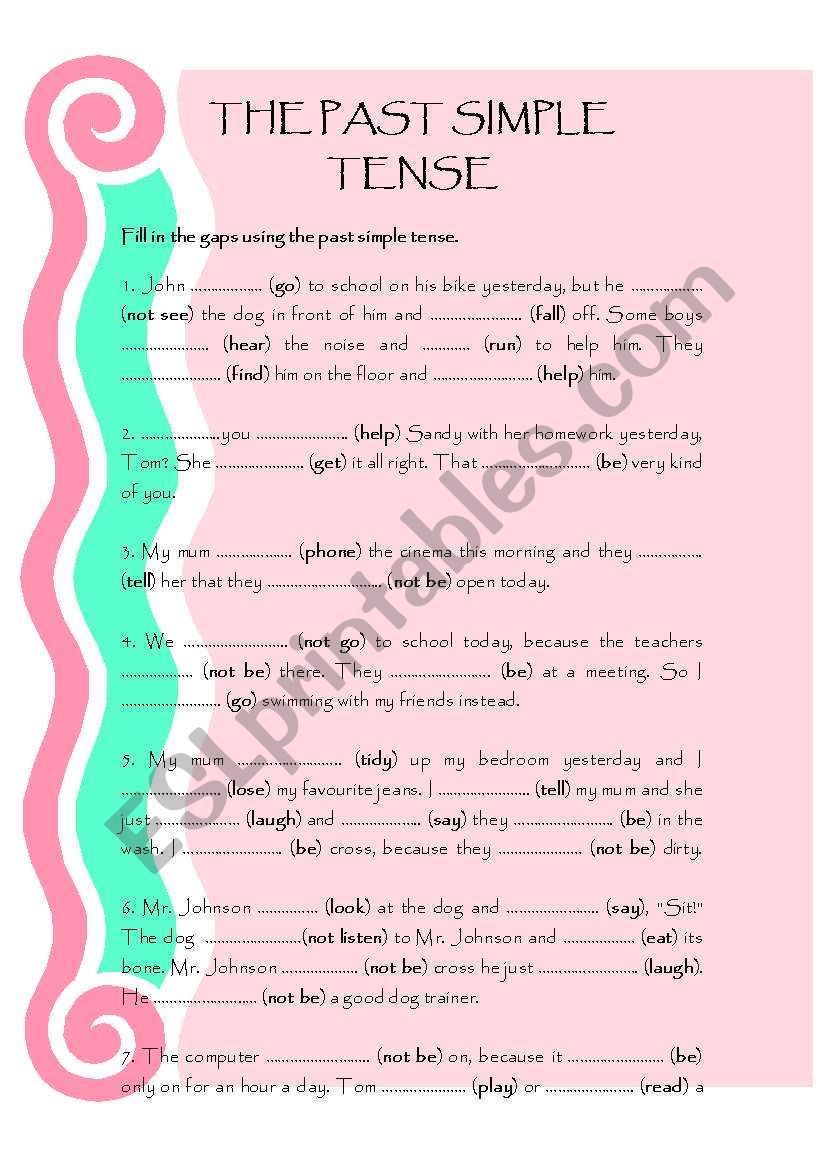 THE PAST SIMPLE TENSE worksheet