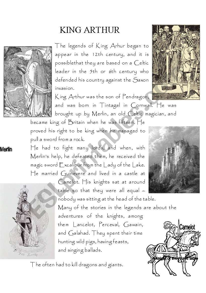 King Arthur  worksheet