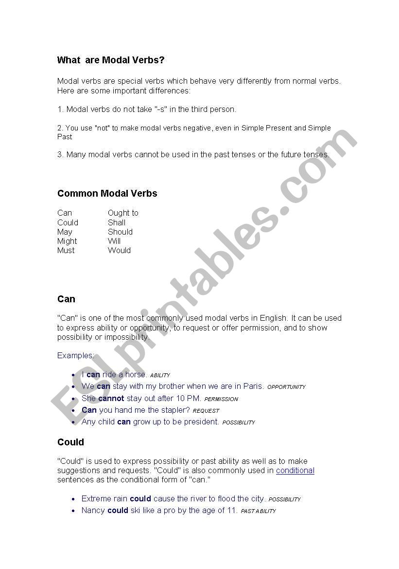 modal verbs: what for? worksheet