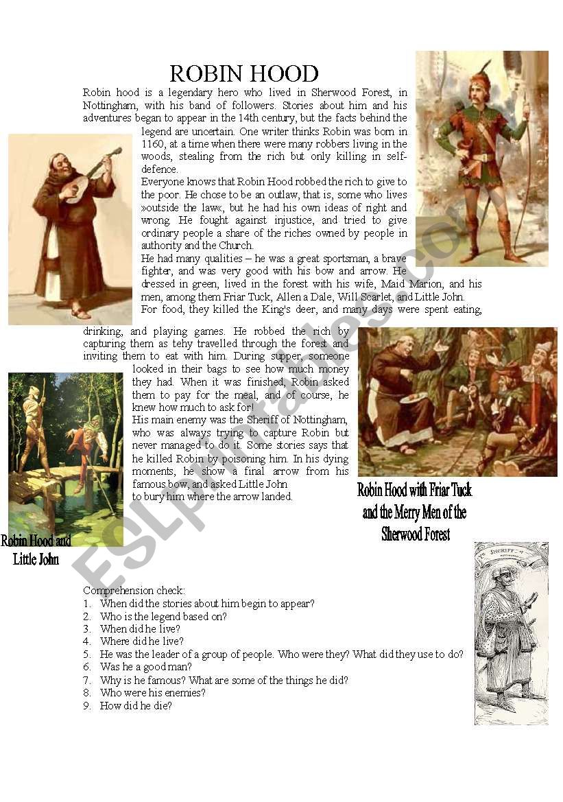 Robin Hood worksheet