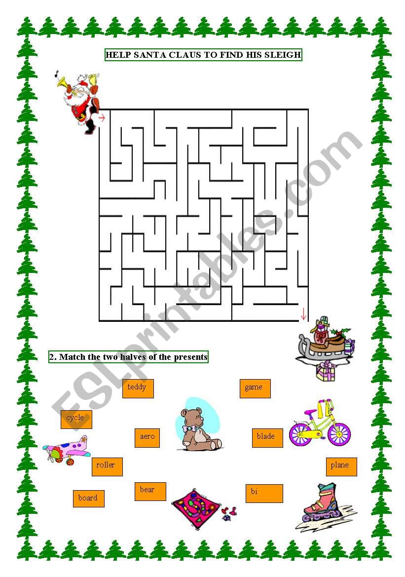 Santa Claus in trouble worksheet