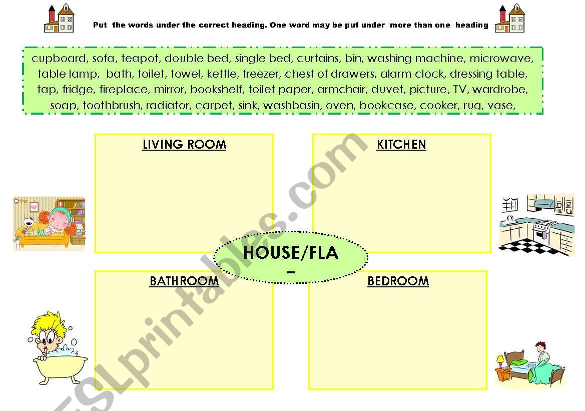 house- furniture worksheet