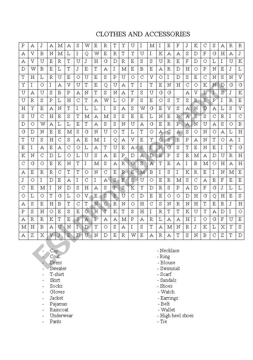 clothes worksheet