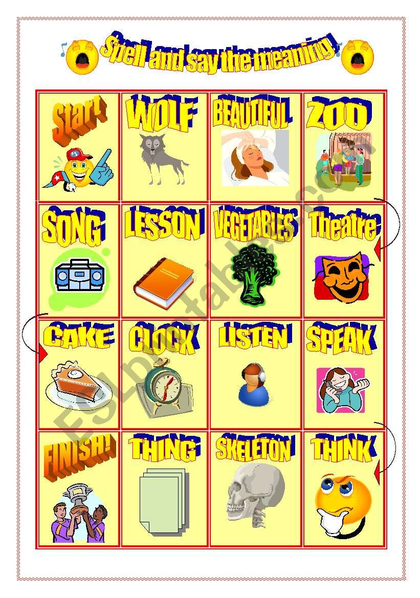 SPELL AND SAY THE MEANING GAME