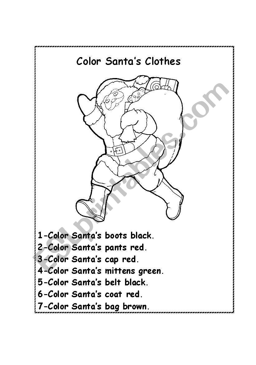 Color Santa worksheet