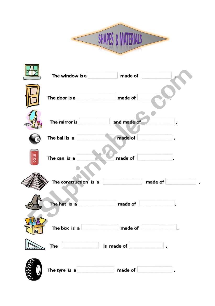 Shapes and materials worksheet