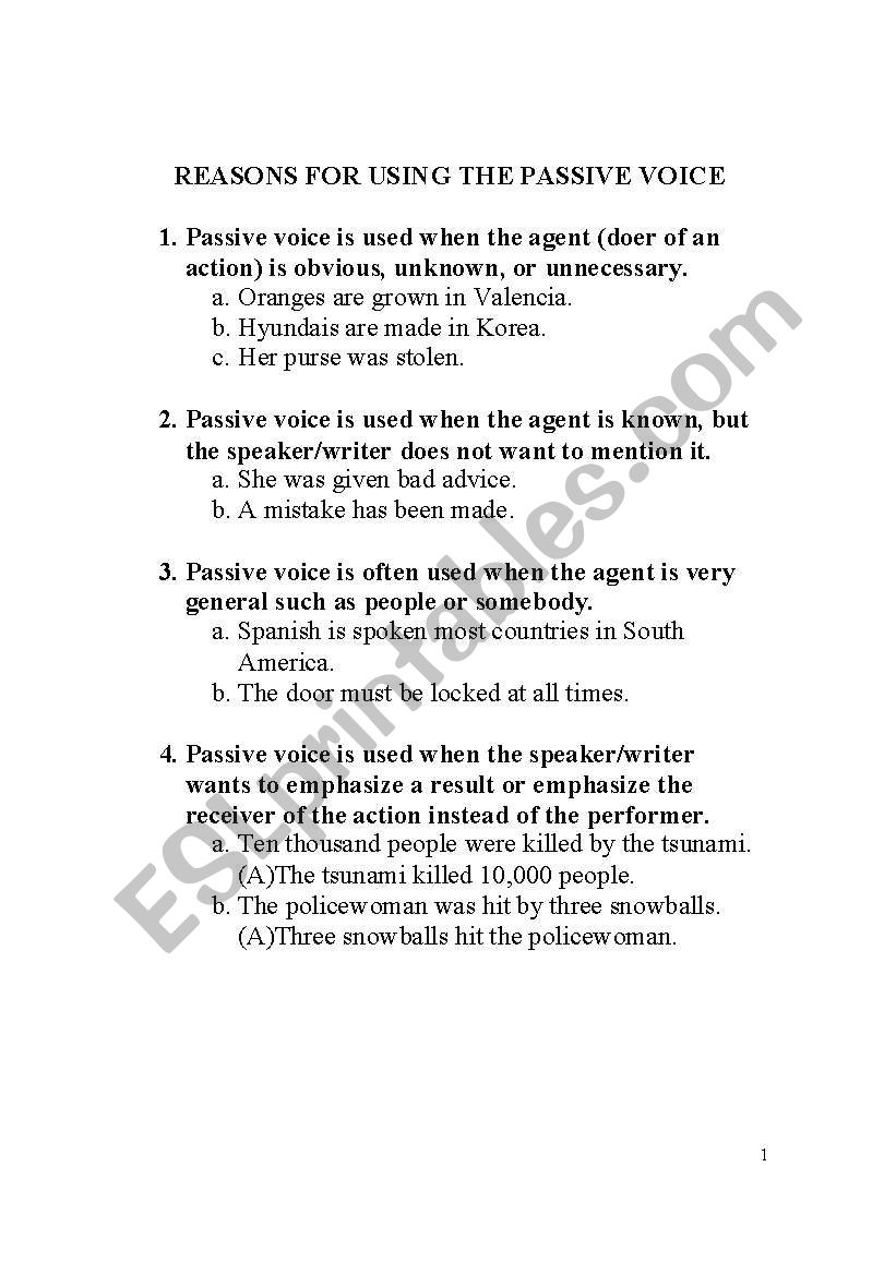 Passive voice worksheet