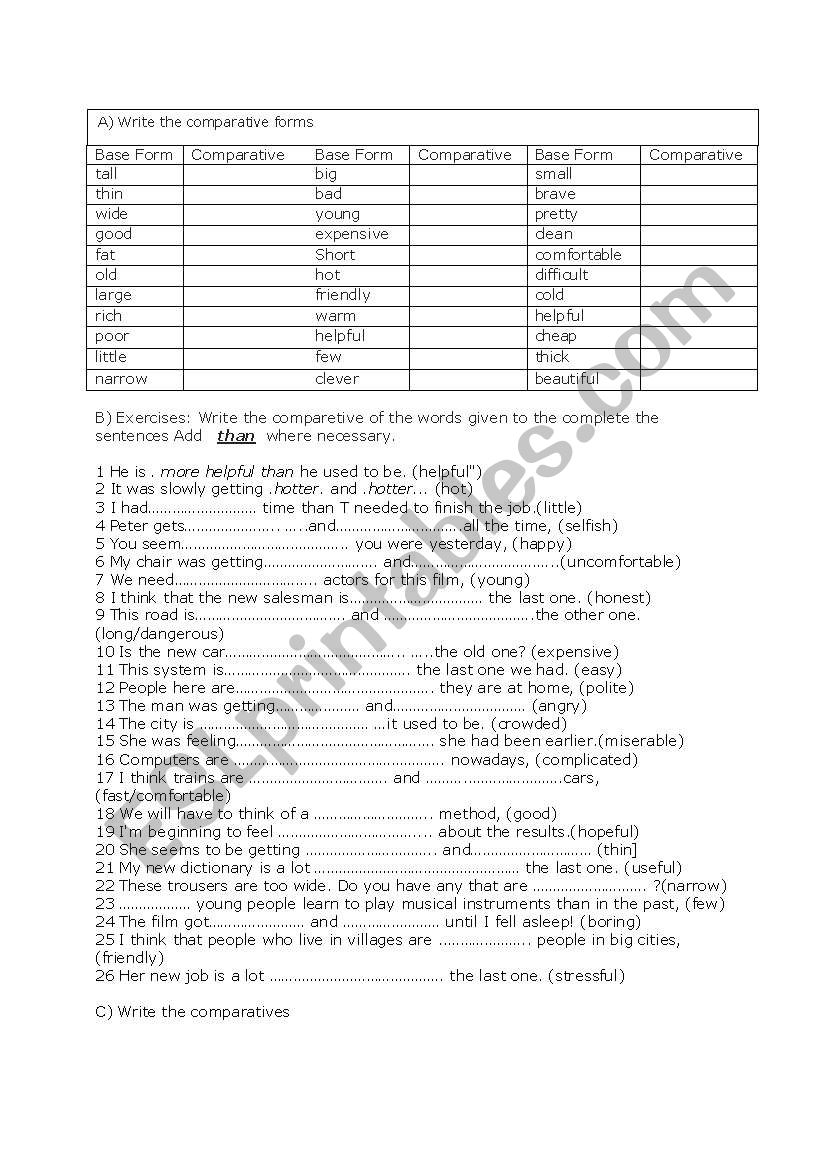 Comparatives and Superlatives 