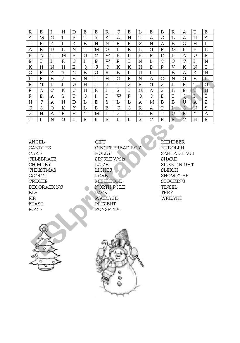 CHRISTMAS - word search exercise