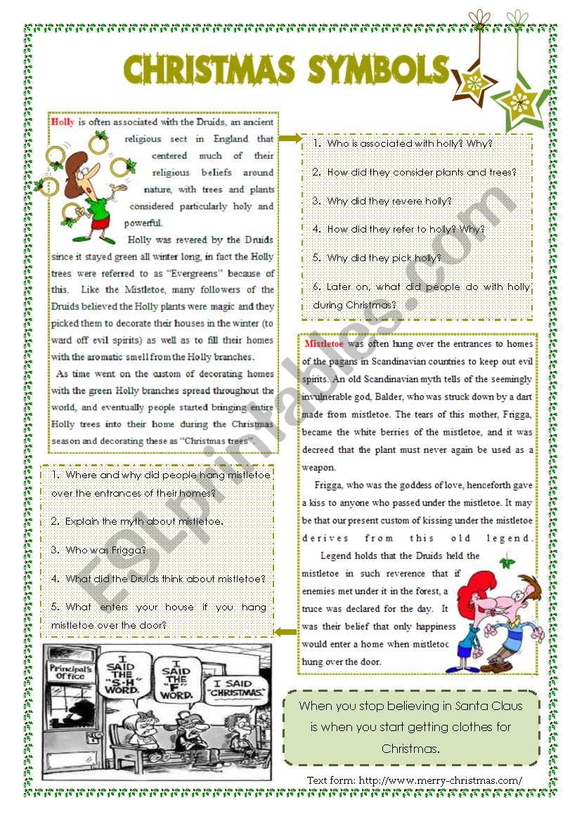 Christmas symbols: plants worksheet